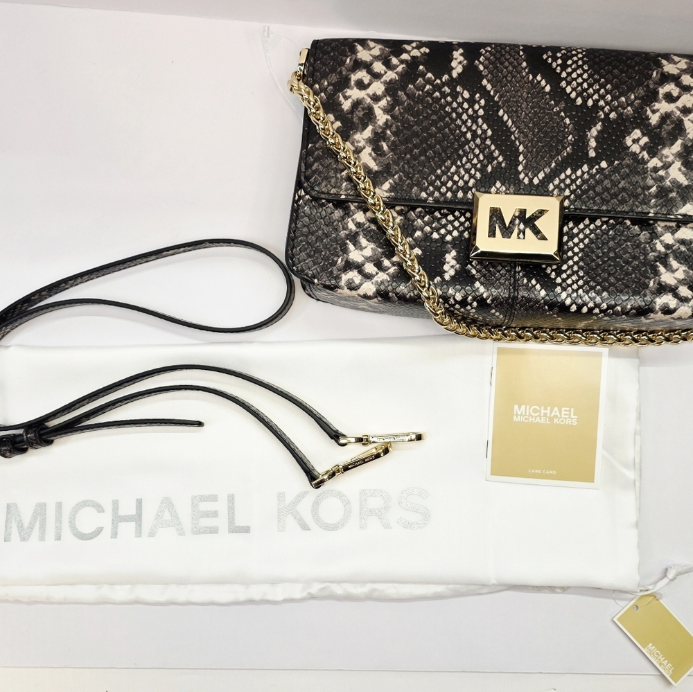 Michael Kors Sonia Medium Snake Embossed Faux Leather Shoulder Bag/Crossbody